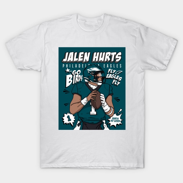 Jalen Hurts Comic Style Art T-Shirt by Luna Illustration